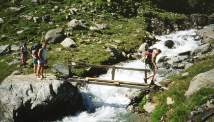 Wanderer auf einer Brcke